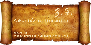 Zakariás Hieronima névjegykártya